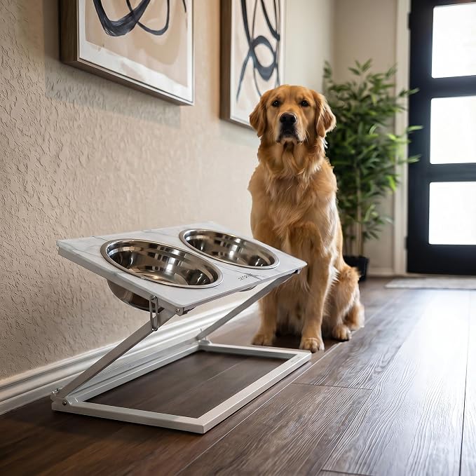 Elevated Dog Bowl, Adjustable Height and Tilt Angle Dog Bowl Stand | Precisely Adjust Height And Tilt Angle, Easy To Clean, Equipped With 2 Stainless Steel Food Bowls, Sturdy And Durable. - Image 5