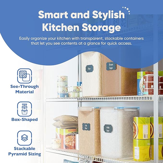 Chef's Path Extra Large Airtight Flour and Sugar Storage Containers with Lids, Set of 2, 6.5L Pantry Canisters for Bulk Flour and Sugar Storage - Transparent - Image 5