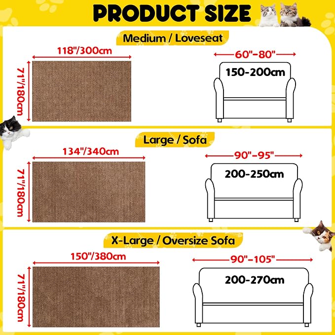 Cat Scratch Furniture Protector - Anti-Slip, Waterproof Sofa Cover to Keep Cats Off, Pet-Friendly Couch Protectors for 3 Cushion Couch, Brown Anti-Scratch Couch Cover for Pets and Kids 118"X71" | Pet-Friendly Couch Protector, Anti-Scratch & Anti-Slip S... - Image 7