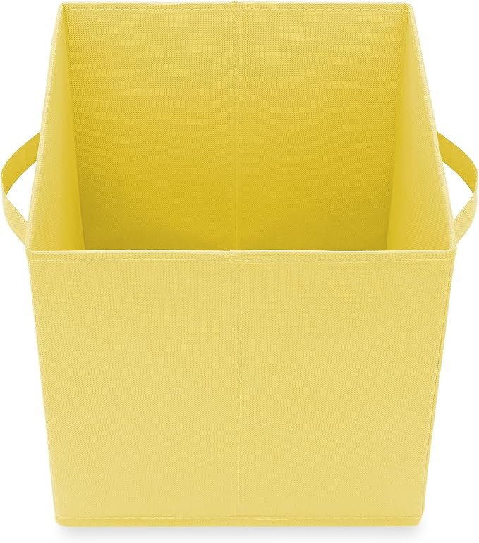 Casafield Set of 12 Collapsible Fabric Cube Storage Bins, Yellow - 11" Foldable Cloth Baskets for Shelves, Cubby Organizers & More - Image 4