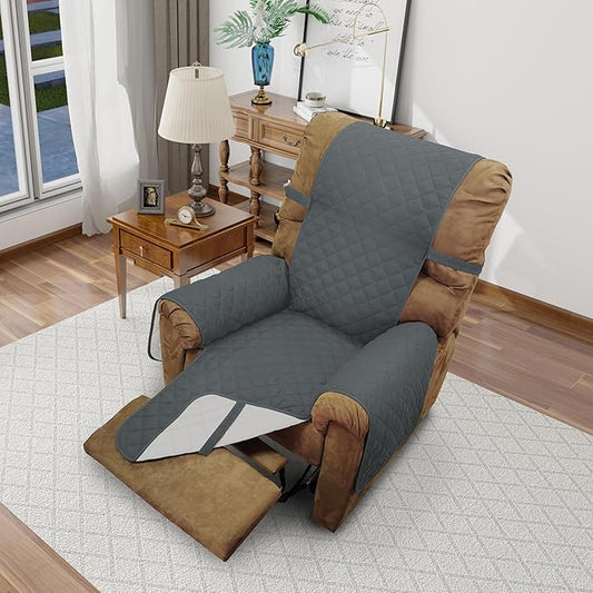 Reversible Chair Covers for Recliner Oversized, Dark Blue | Recliner Oversized Covers for Living Room with Elastic Straps, Water Repellent, Chair Protectors Covers for Dogs by LuxshareHome