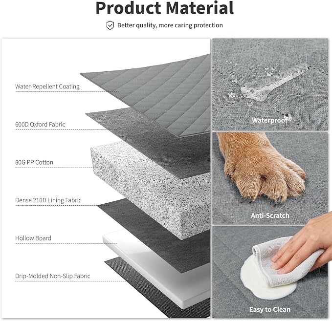 Dog Seat Cover 400LBS Hard Bottom Back Seat Extender for Large Dogs | Waterproof Polyester, Anti-Slip Surface, 3 Removable Hard Plates, Side Storage Pockets, 4-Mode Convertible, Trucks, SUVs - Image 4