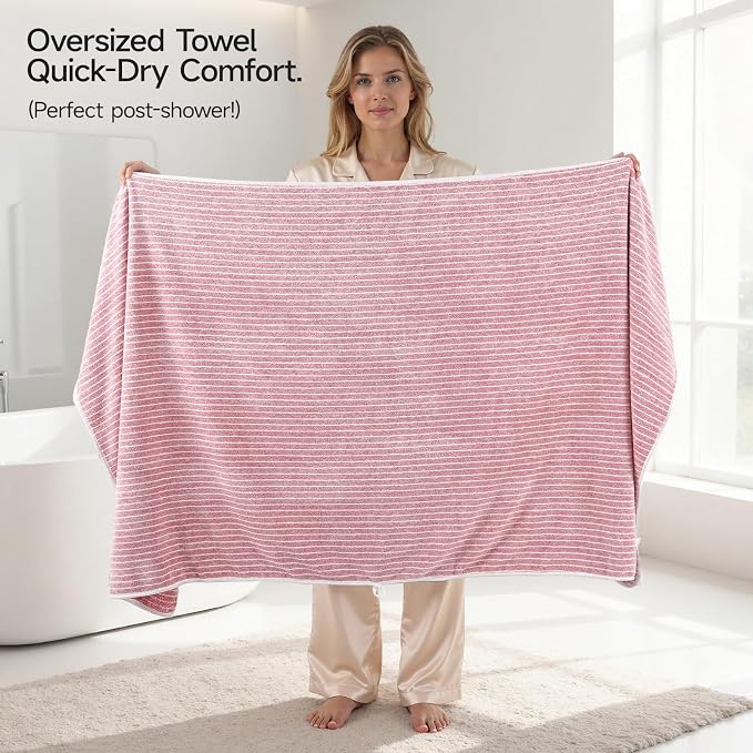 REDKISS 6-Piece Microfiber Bath Towel Set, Ultra Soft, Highly Absorbent & Quick Dry, 35x70 Inch Oversized, Pink Towels for Bathroom, Spa, Gym, 2 Bath 2 Hand 2 Washcloths - Image 6