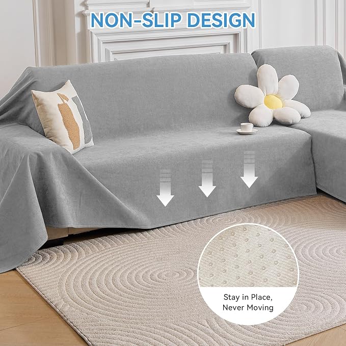 Deep Dream Sectional Couch Covers, 2 Pieces 100% Waterproof L Shaped Sofa Cover, Non Slip Couch Cover for Dogs Cats Washable, Pet Friendly Sofa Slipcovers Furniture Protector (XX-Large, Light Grey) - Image 5
