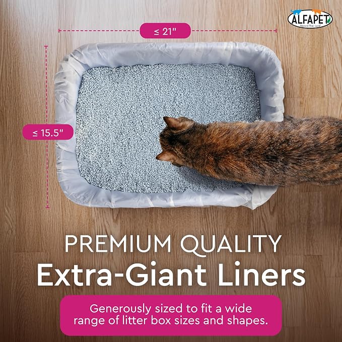 Alfapet Cat litter box liners, Elastic bags liners, 20 Count For Large, X-Large, Giant, Extra-Giant Size litterbox- With Sta-Put Technology for Firm, Easy Fit- Quick + Clever Waste Cleaners, Pack of 2 - Image 3