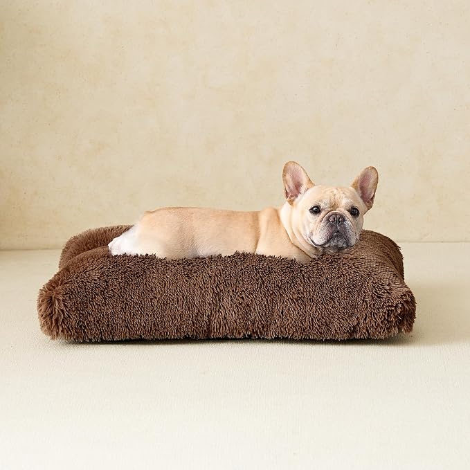 EHEYCIGA Fluffy Dog Crate Bed for Medium Dogs, Plush Crate Pad, Coffee | Calming Anti Anxiety Medium Dog Bed, Washable Soft Warm Faux Fur Crate Mat with Non-Slip Bottom - Image 7