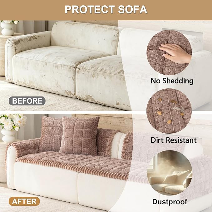 Thick Pet Couch Covers for Sofa (27.6"x70.9",Dark Brown) | Soft Sofa Covers for 3 Cushion Couch, Machine Washable，Non Slip Sofa Cover, Flannel Dog Pet Friendly Couch Covers Protector - Image 5
