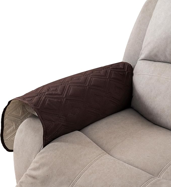 Genina 100% Waterproof Couch Arm Covers Set of 2, Armrest Covers for Sofa Couch Armchair, Anti-Slip Sofa Arm Cover Protectors Armchair Slipcovers for Pets Dogs (Chocolate) by Genina
