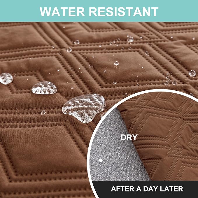 Genina Waterproof L Chaise Sectional Cover for Kids Pets (Brown, Small) | Reversible Design,Anti-Slip Fit,Blocks Pet Hair and Scratches,Stain-Resistant & Easy Install,Machine Washable - Image 2