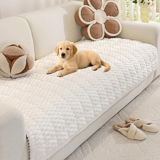 Royhom Couch Cover for Dogs Washable，Non Slip Sofa Protector for Pets | Durable & Easy Care, Soft Furniture Cover for Leather & Fabric Couches Against Claws, Spills & Fur, 35.4x82.7 Inch, White by Royhom