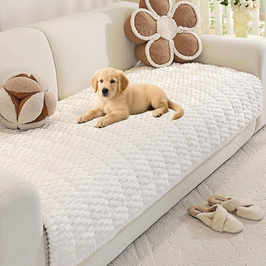 Royhom Couch Cover for Dogs Washable，Non Slip Sofa Protector for Pets | Durable & Easy Care, Soft Furniture Cover for Leather & Fabric Couches Against Claws, Spills & Fur, 35.4x63 Inch, White by Royhom