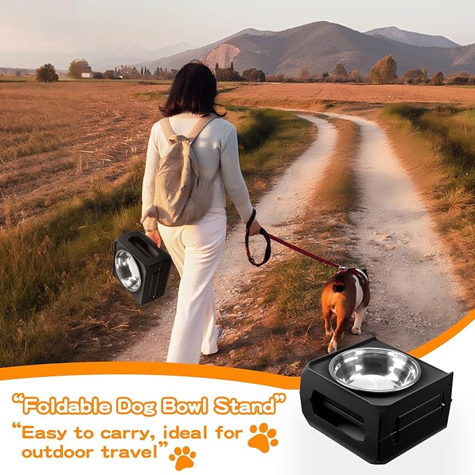 Elevated Dog Bowls for Large Dogs 5 Adjustable Heights 7.5"-15.4", 2 X-Large 10” Stainless Steel Bowls, Heavy Duty Raised Dog Bowl Stand Foldable Pet Feeder for Dogs Shoulder Height Over 15”, Black - Image 8