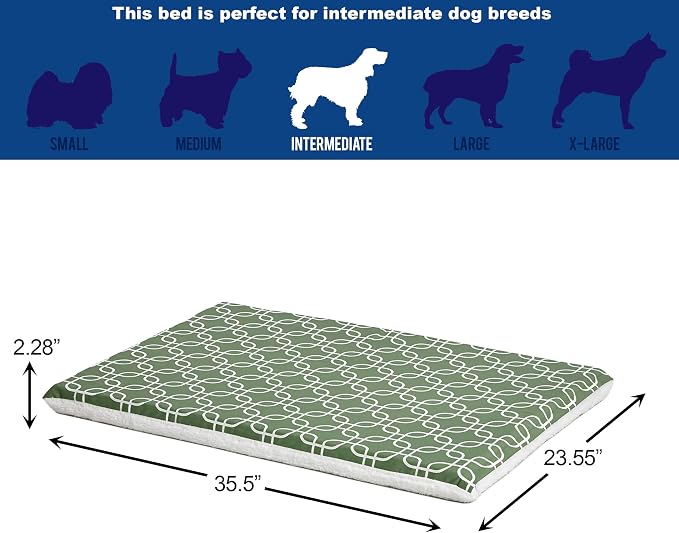 MidWest Homes for Pets Quiet Time Teflon Defender Dog Beds; Pet Beds Designed to Fit Folding Metal Dog Crates, Green & White Geometric Pattern, 36-Inch - Image 4