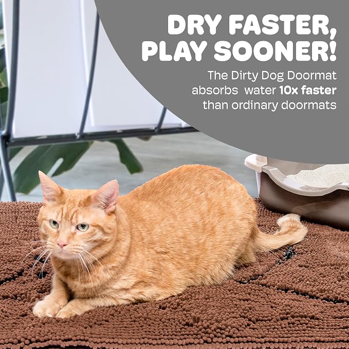 Dog Gone Smart Cat Litter Mat - Super Absorbent Microfiber - Plush Surface Traps Litter, Dirt & Moisture - Washable, Non-Slip - Built with Double Basting & Stitching for Lasting Use -Brown, 35 x 26 In - Image 2