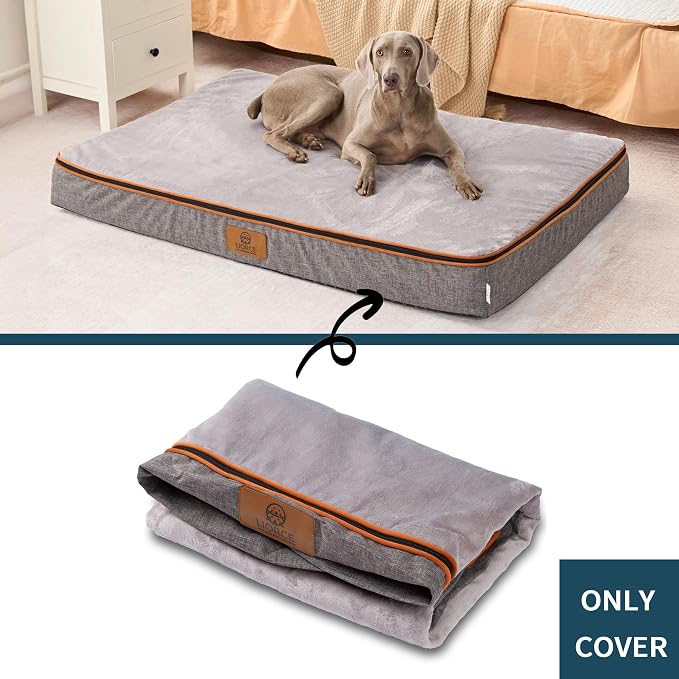 LIROCE Washable Dog Bed Cover Replacement, Jumbo Wrap-Around Zipper Cover for Orthopedic Memory Faom Dog Bed (53x36x6 inches), Ligth Grey - Image 2