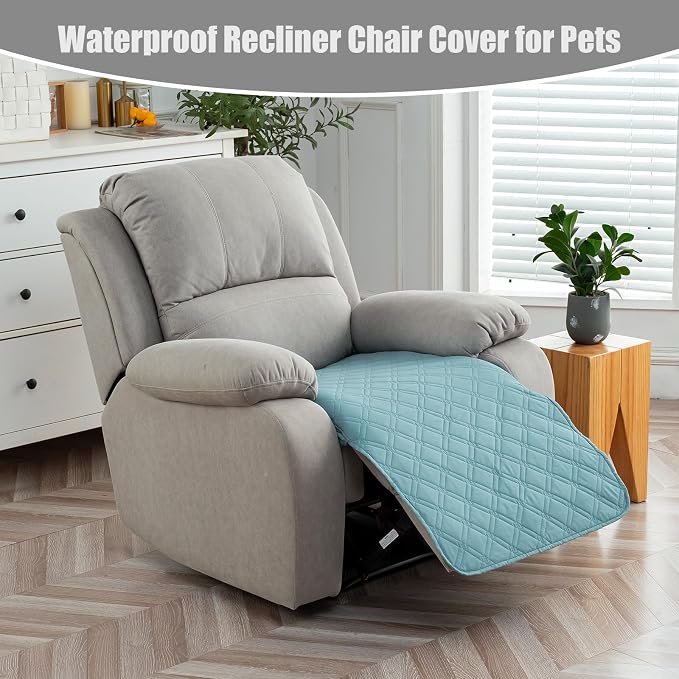 Genina Waterproof Recliner Chair Covers, Recliner Cover for Dog Pets Friendly, Washable Antislip Reclining Chair Cover Furniture Protector, Sofa Slipcover for Living Room(23.6inch/Blue) - Image 3