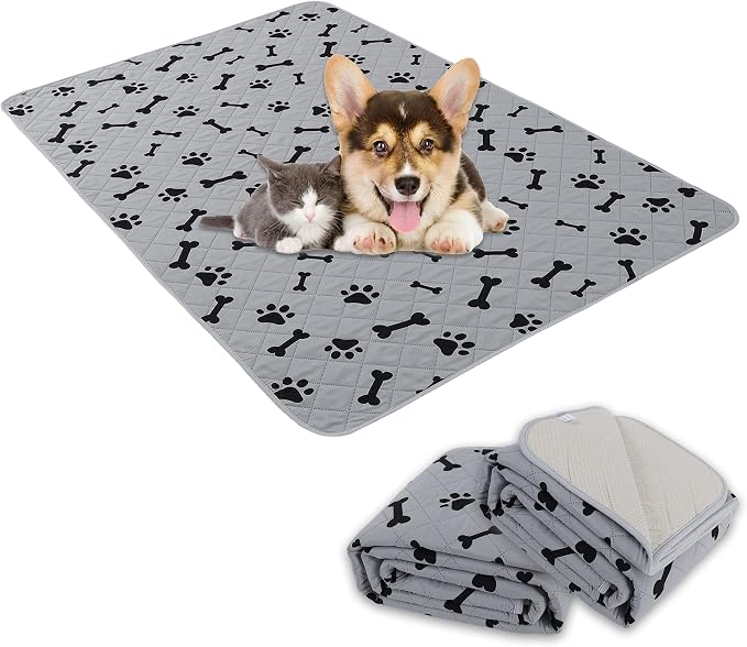 Dog Crate Pee Pads - Wahable Dog Rugs Non-Slip Puppy Pads for Small Dogs, Water Absorb Training Pads (4040 Gray) by NANBOWANG