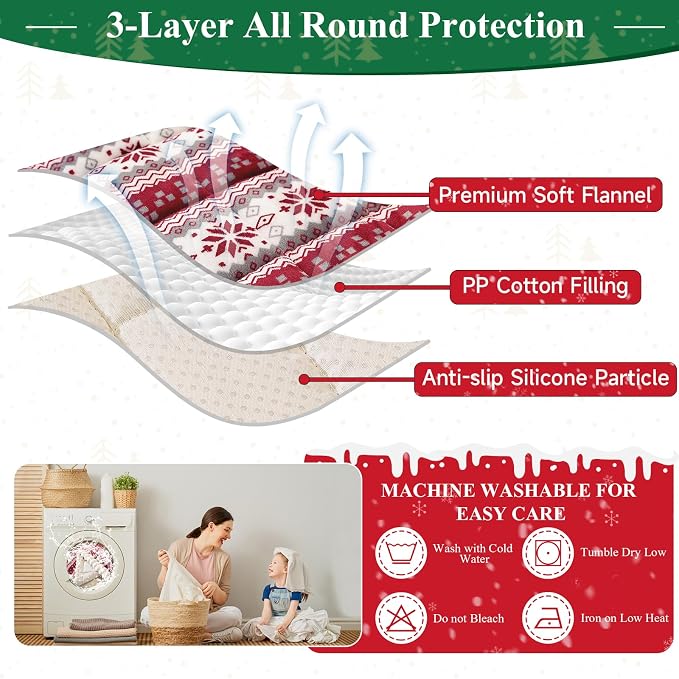 VClife Fuzzy Anti-Slip Dog Couch Cover for Christmas, Burgundy, 27.6 x 82.7 | Soft Thick Couch Covers for 3 Cushion Couch Sofa Pet Friendly, Scratch Resistant Sofa Cover Washable Dog Furniture Protector - Image 3