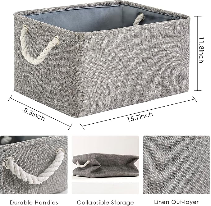 TheWarmHome Large Storage Bins- Storage Baskets for Organizing Shelves, Basket Organizer for Closet Bookshelf Dog Toy Nursery Clothes Laundry Home Organization, Fabric Storage Cubes W/Handles - Image 2