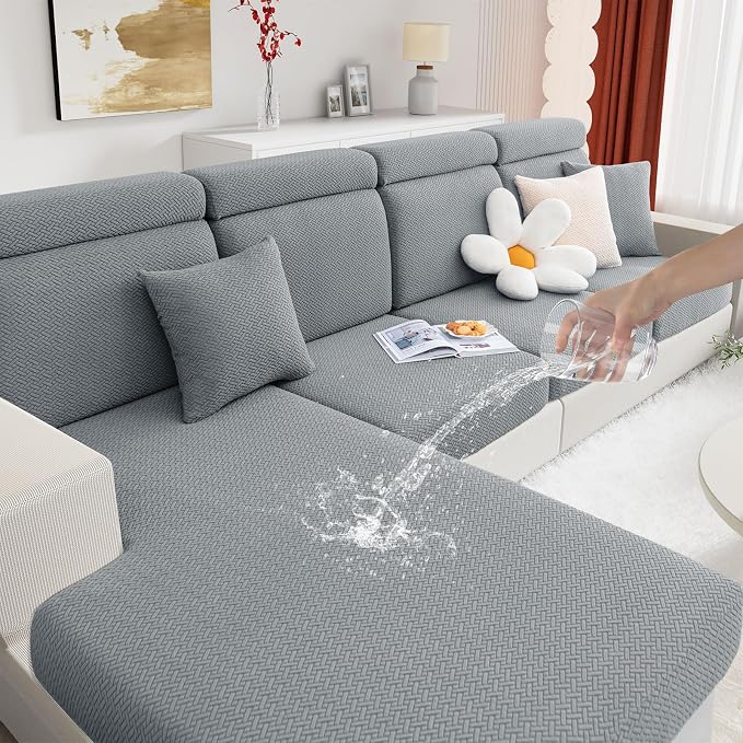 hyha Waterproof Sectional Cushion Covers, Anti Slip L Shape Sofa Cover | L Shape Sectional Fit, Wear Resistant Fabric, Anti Slip, Waterproof Protection, Pet Protector (1 Piece for Chaise XL) by hyha