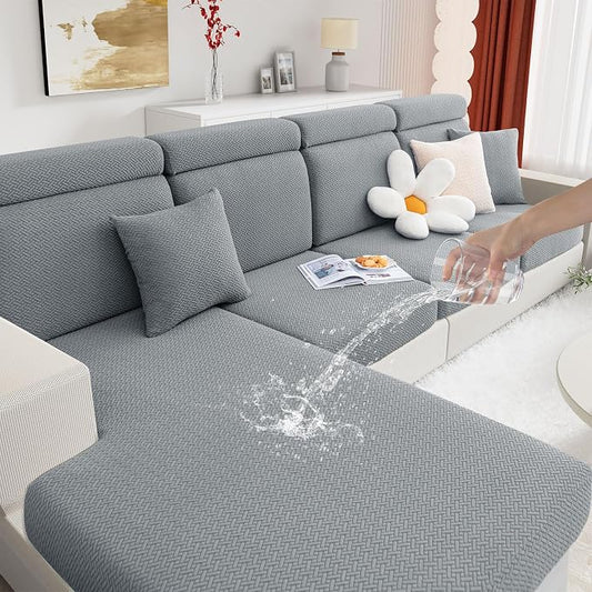 hyha Waterproof Sectional Cushion Covers, Anti Slip L Shape Sofa Cover | L Shape Sectional Fit, Wear Resistant Fabric, Anti Slip, Waterproof Protection, Pet Protector (1 Piece for Chaise XL) by hyha