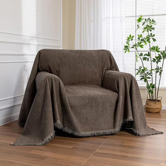 MEETSKY Oversized Chair Cover Small Couch Cover Chair Covers Armchair for Dog Sofa Throw Cover for Sofa Single Recliner, Chenille Sofa Slipcovers for Pets, 71" x 91", Dark Chocolate by MEETSKY
