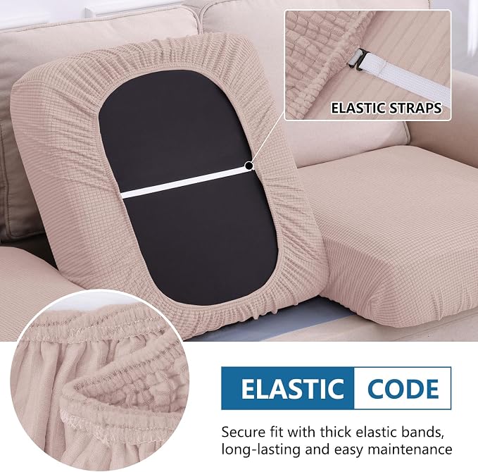 hyha Waterproof Sectional Couch Covers, Non Slip Sofa Cushion Covers | L Shape Sectional Fit, Stretch Jacquard Fabric, Elastic Bottom, Waterproof Protection (1 Piece for Chaise) - Image 4