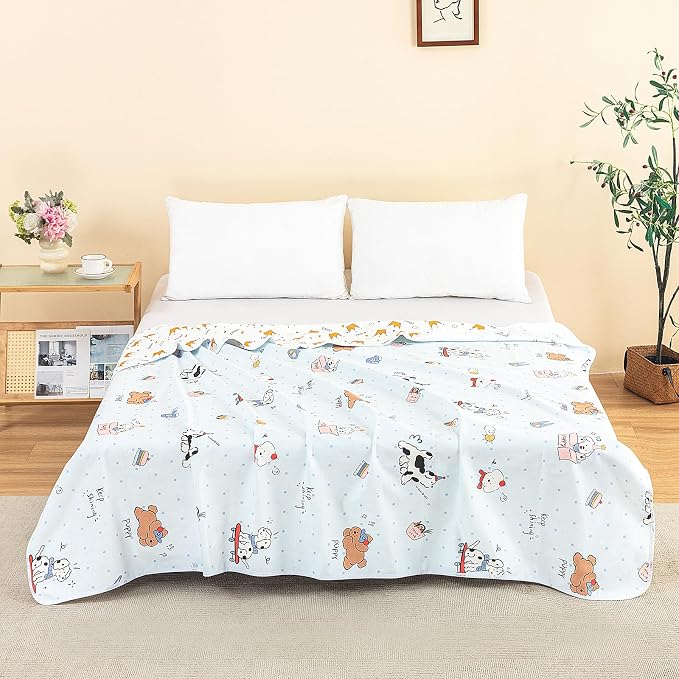WenBags Waterproof Dog Bed Cover 60 * 80 Inches Throw Size,Pet Hair Resistant Reversible Couch Cover Mattress Protector,Leakproof Bed Liner/Sheet/Blanket for Adults Elderly Pets,Cute Dogs - Image 3