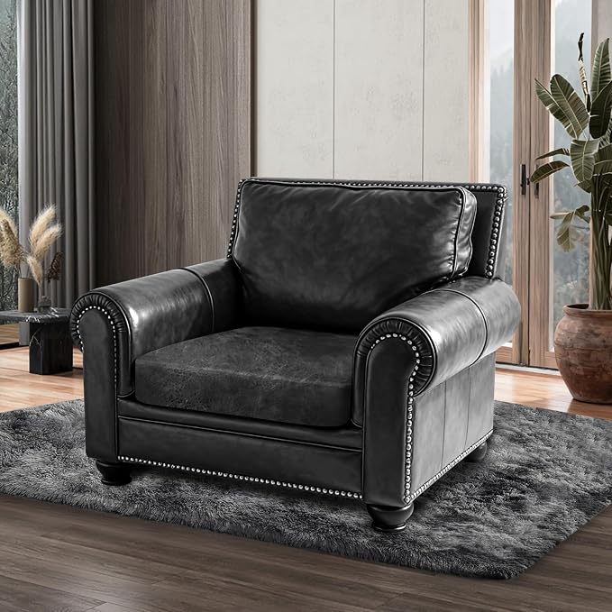 ANARACHON Leather Look Couch Cushion Covers Sofa Seat Slipcovers Sets Couches Furniture Protector for Sectional Armchair Loveseat Pets Kids Stretch Spandex Fabric (1 Cushion Armchair, Dark Grey) - Image 8