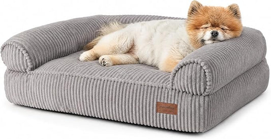 FUKUMARU Dog Couch Bed, Corduroy Cozy Cat Bed, Waterproof, Washable Cover | 28in Orthopedic Dog Beds Sofa for Small Dogs and Large Cats, Cute Warm Cotton Pet Sofa by FUKUMARU