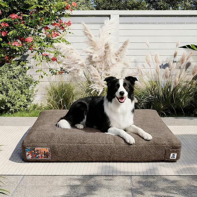 Sytopia 36 Inch Durable Dog Beds for Large Dogs, Waterproof Pet Crate Pad with Machine Washable Removable Cover, Great for Indoor, Outdoor, Crate, Patio Use, Brown by Sytopia