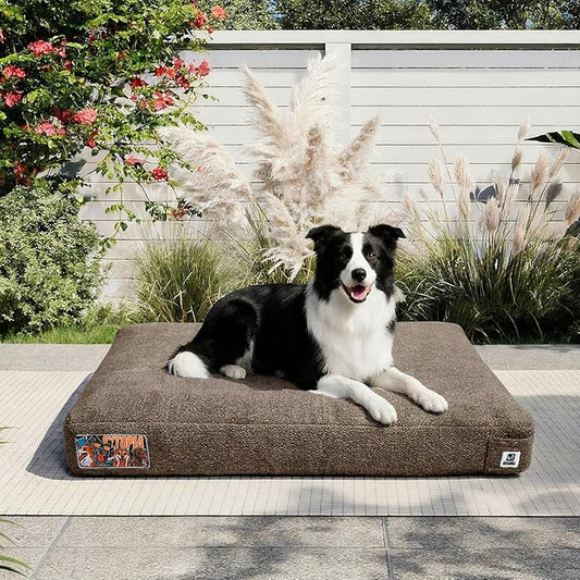 Sytopia 36 Inch Durable Dog Beds for Large Dogs, Waterproof Pet Crate Pad with Machine Washable Removable Cover, Great for Indoor, Outdoor, Crate, Patio Use, Brown by Sytopia