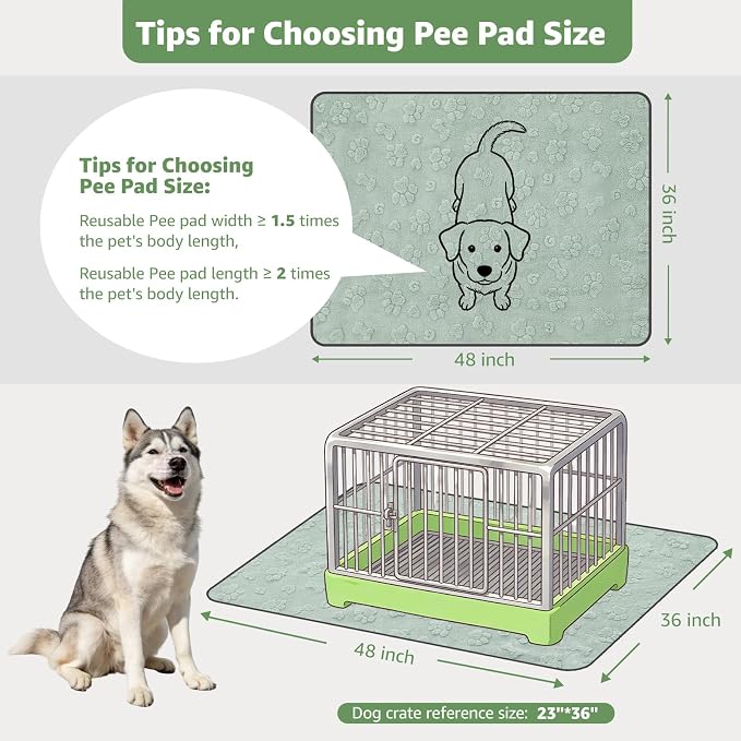 LOOBANI Washable Pee Pads for Dogs,2 Pack Reusable Puppy Pads 36"x48" | Super Absorbent, Waterproof, Leakproof, Non Slip, Soft, For Whelping, Potty Training, Crates, Floors, Beds, Couches, Travel - Image 2