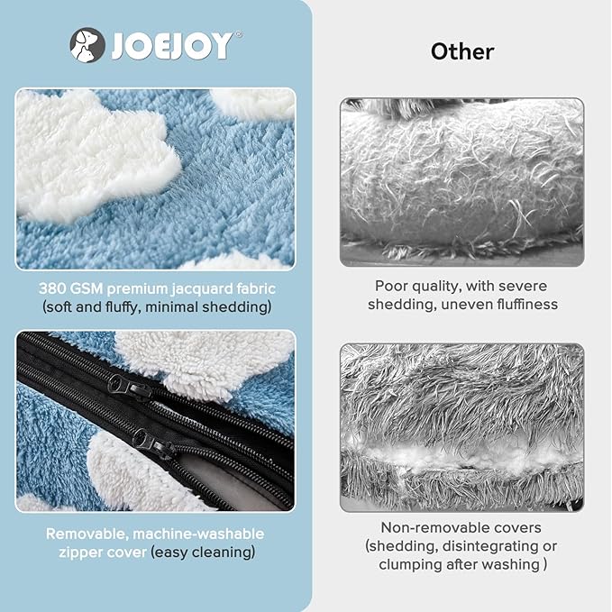 JOEJOY Large Dog Beds Large Sized Dog, Rectangle Washable Orthopedic Pet Bed with Removable Zipper Cover, Cute Soft Calming Puppy Pet Bed with Jacquard Shaggy Plush & Non Skid Bottom - Image 3