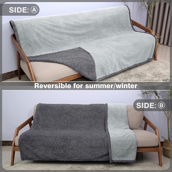 Catalonia Waterproof Blanket for Bed, Reversible Leakproof Throw | 40 x 50 Inch, Grey, Washable Protector Cover for Couch and Sofa, Stain Proof Blanket for Pets, Kids and Everyday Spills - Image 6