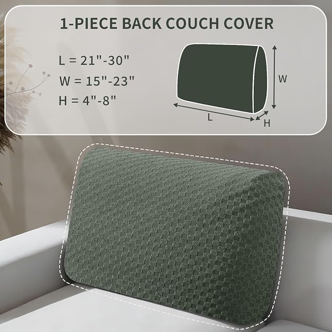 YEMYHOM Couch Cushion Covers for Sofa, Stretch Sectional Back Cushion Covers Washable Thick Furniture Protector Sofa Slipcovers for Pets (1PC Back Couch Cover, Army Green) - Image 2