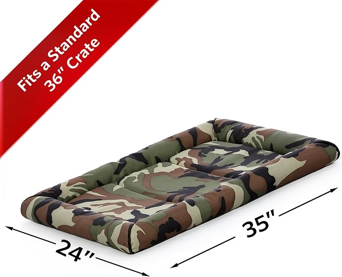 MidWest Homes for Pets Intermediate QuietTime MAXX Ultra-Rugged Dog Bed, Water & Odor Resistant, Bolstered Edge, Non-Slip Bottom, Fits 36-inch Crates, Camo - Image 2
