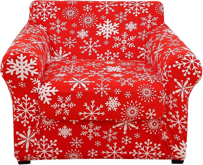 hyha Stretch Couch Covers, Chair/Sofa Covers, Armchair Slipcover for Dogs | Floral Pattern, Printed, 2 Pieces, Separate Couch Cushion Slipcover, Soft Chair Cover with Elastic Bottom for Pets (Armchair) by hyha