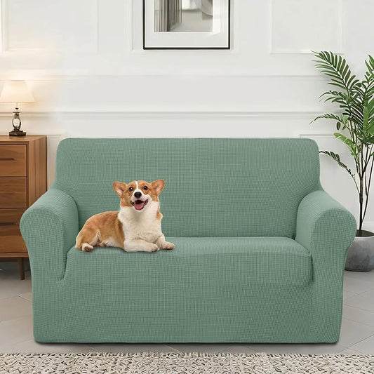 Stretch loveseat Covers Washable Sofa Slipcover, Olive Green | 1 Piece Couch Covers for Sofa Furniture Protector with Non Skid Foam and Elastic Bottom for Kids, Dogs by LuxshareHome