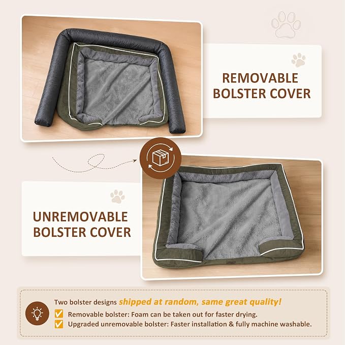 Comfort Expression Orthopedic Dog Bed for Extra Large Dogs with Bolster | Waterproof Dog Couch Bed with Washable Cover & Non-Slip Bottom, Supportive Egg Crate Foam Big Dog Bed, 53x42Inch - Image 6