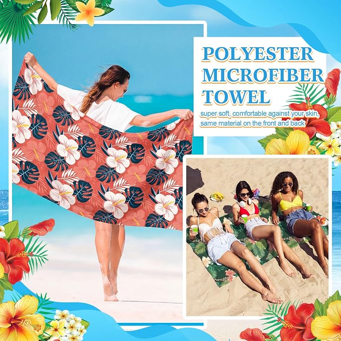 FuWeave 10 Pack Microfiber Beach Towel 28 x 55 Inch Oversized Large Thin Beach Towels for Pool Camping, Sand Free Lightweight Blanket for Women Adults Travel Swimming Sport (Tropical Floral) - Image 6