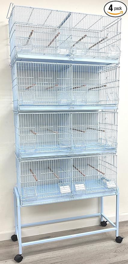 LOT of Large Stackable Breeder Bird Flight Cage with Removable Center Divider and Breeding Nest Box Doors with Removable Rolling Stand by Mcage