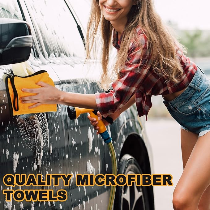 Tallew 80 Pcs Yellow Microfiber Towels: 16"x16" Microfiber Drying Towels Bulk Micro Fiber Car Cleaning Cloth for Cars Drying Washing Polishing Cleaning Household Supplies - Image 6