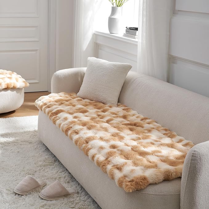 COZY KISS Couch Cover for Dogs Washable, Ultra Soft Faux Fur Pet Sofa Pad for Car Seat Protector, Liquid Pee Proof Cat Mat, Warm Pad for Dresser Top, 27.5x82.5 inch, Tie Dye Brown - Image 9