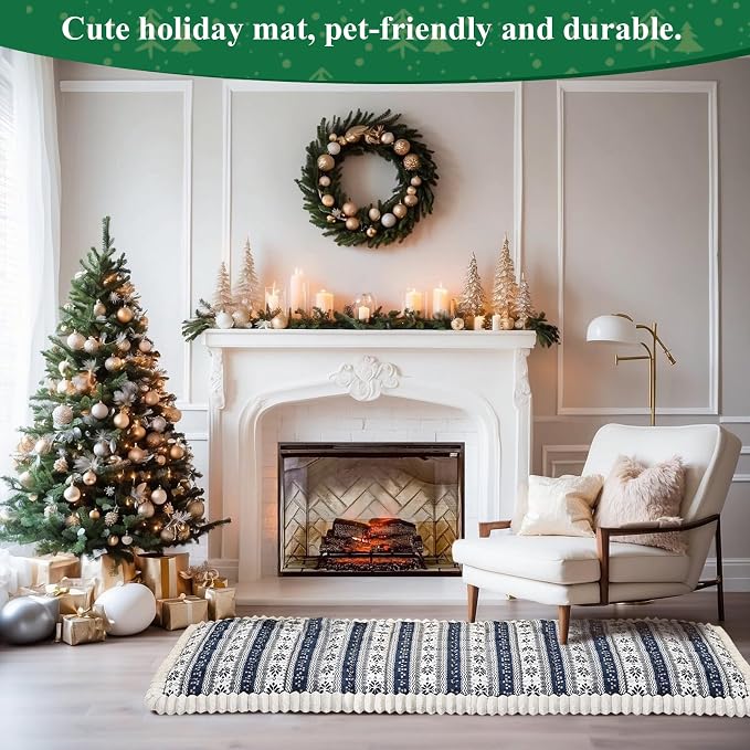 VClife Fuzzy Anti-Slip Dog Couch Cover for Christmas, Blue, 27.6 x 70.9 | Soft Thick Couch Covers for 3 Cushion Couch Sofa Pet Friendly, Scratch Resistant Sofa Cover Washable Dog Furniture Protector - Image 6
