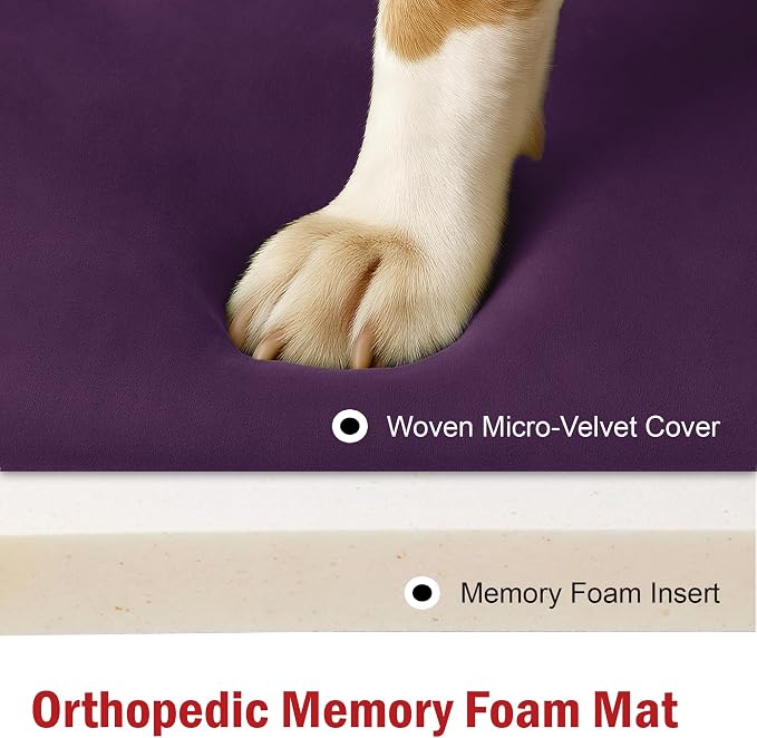 Majestic Pet Orthopedic Memory Foam Dog Crate Mat - Plush Pet Bed Pad for Crates & Kennels | USA Crafted | 42"x26" Villa Aubergine - Image 5