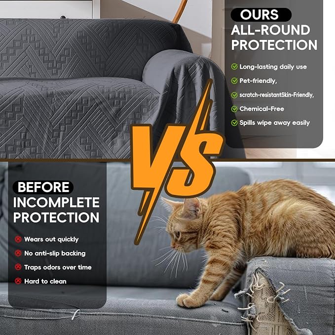 Waterproof Couch Cover, Reversible, Pet-Friendly, Washable and Anti-Slip Sofa Covers for Sofa Protection with 2 Cushions, Ideal Sofa Slipcovers for Dogs and Cats (71×102in/Dark Grey) - Image 4