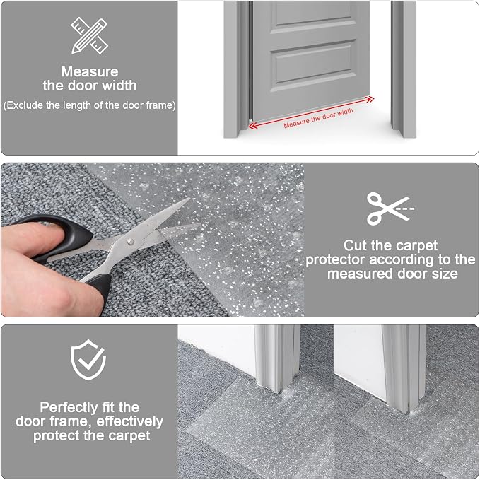 Uross Carpet Protector for Pets - Cat Carpet Protector for Doorway, Anti Scratch Under Door Cat Scratch Protector Mat, Easy to Cut Plastic Stopper Cat Scratch Guard Carpet 3.6FT-Silver - Image 6