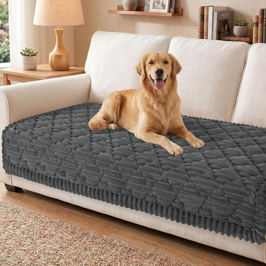Smiry Couch Cover for Dogs Washable, Non Slip Fuzzy Pet Sofa Protector | Soft Thick Furniture Cover for Sofa, Loveseat and Sectional, Scratch & Pet Hair Resistant (Dark Grey, 35.4" x 95") by Smiry