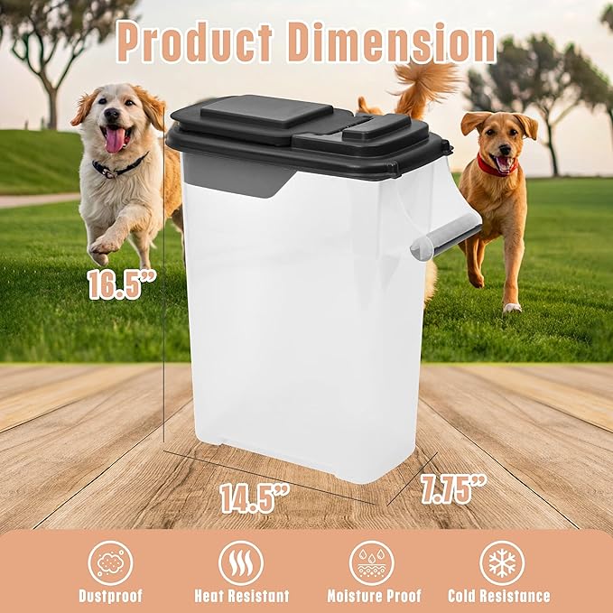 Buddeez Pet Food Storage Containers - Capacity Dog Food Storage Container, Cat Food Container, Bird Seed Storage Container, with Durable EZ Grip Handle, EZ Flip Lid & Scoop (2 Pack) 16 QT/16 LB - Image 4